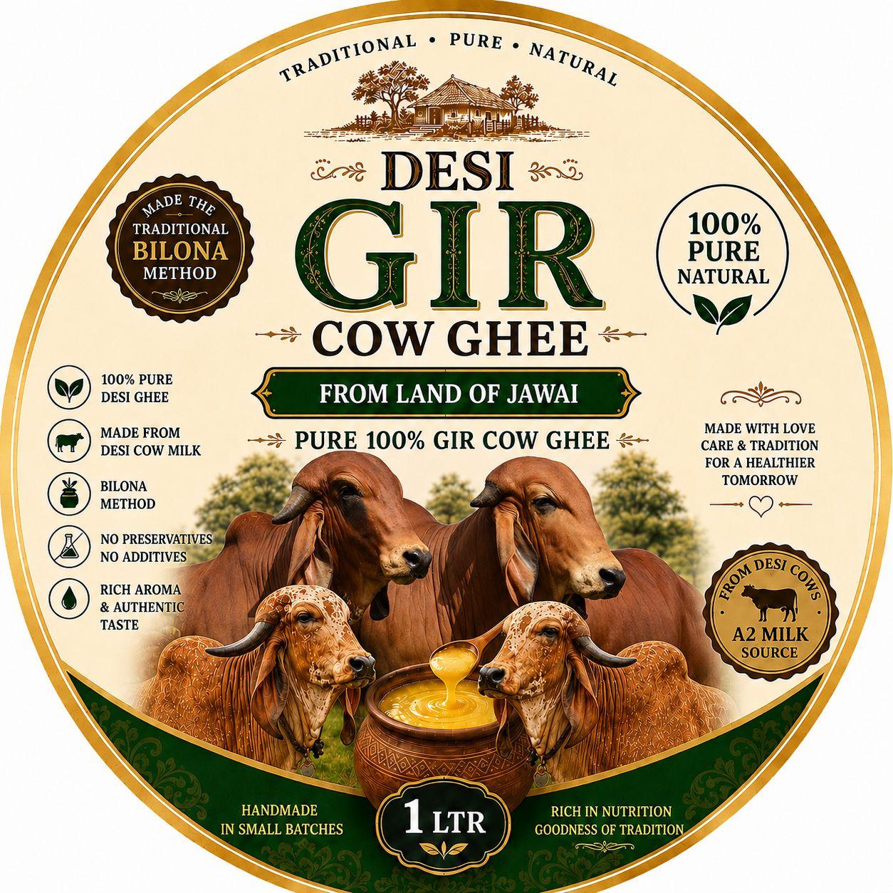 Desi Gir Cow Ghee label artwork